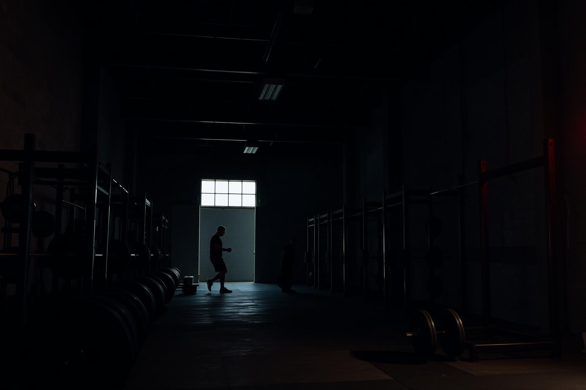 Interior del gimnasio Central Gym con iluminación dramática